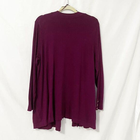 🟢Roz & Ali Plumb Open Front Knit Cardigan 1X - Picture 2 of 5